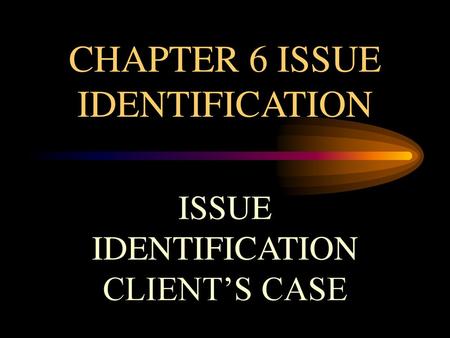 CHAPTER 6 ISSUE IDENTIFICATION