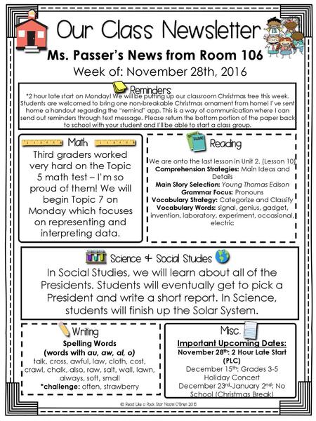 Ms. Passer’s News from Room 106