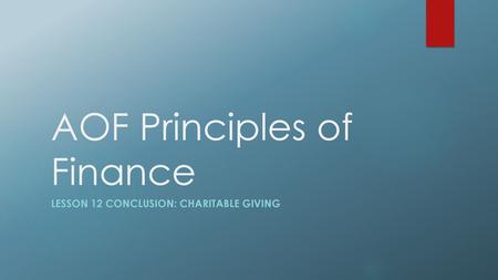 AOF Principles of Finance