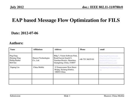 EAP based Message Flow Optimization for FILS