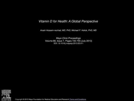 Vitamin D for Health: A Global Perspective