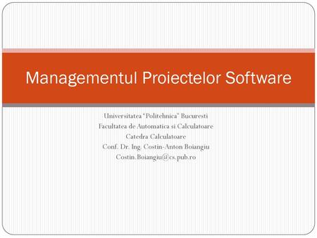 Managementul Proiectelor Software