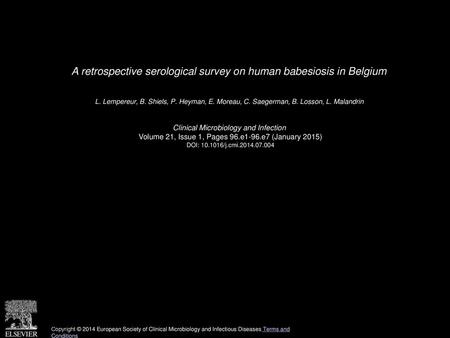 A retrospective serological survey on human babesiosis in Belgium