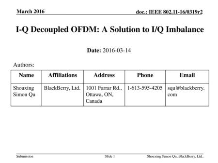 I-Q Decoupled OFDM: A Solution to I/Q Imbalance