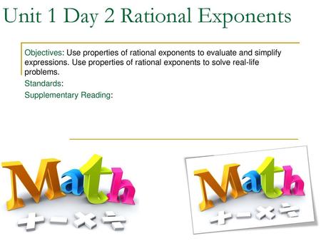 Unit 1 Day 2 Rational Exponents