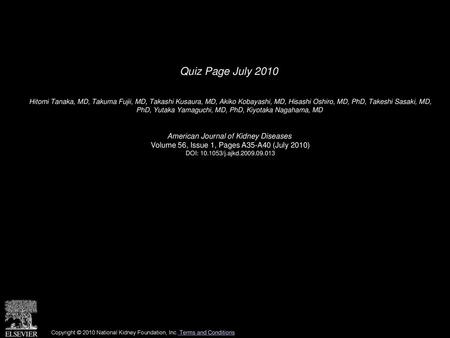 Quiz Page July 2010 American Journal of Kidney Diseases