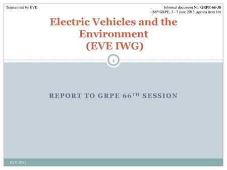 Electric Vehicles and the Environment (EVE IWG)