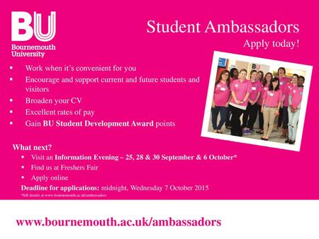 Student Ambassadors Apply today!