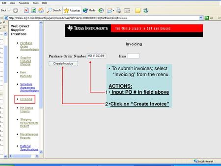 To submit invoices; select