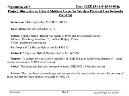 <month year> doc.: IEEE < md> Doc.: IEEE g September, 2018