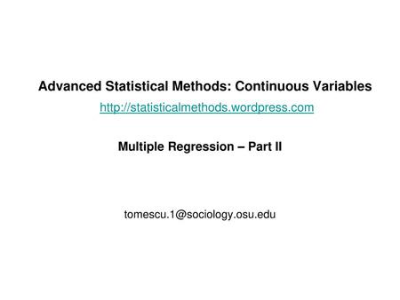 Multiple Regression – Part II