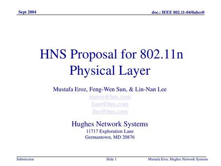 HNS Proposal for n Physical Layer