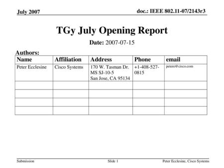 TGy July Opening Report