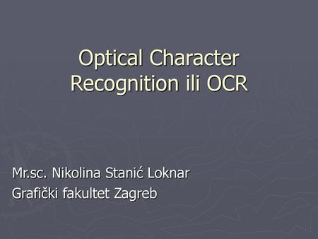 Optical Character Recognition ili OCR