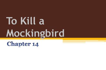 To Kill a Mockingbird Chapter 14.