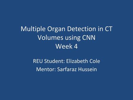 Multiple Organ Detection in CT Volumes using CNN Week 4