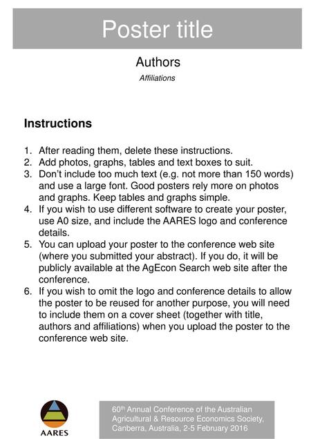 Poster title Authors Instructions