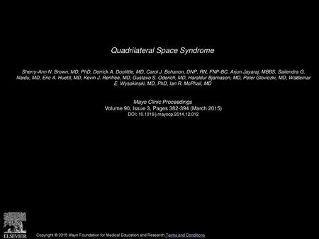 Quadrilateral Space Syndrome