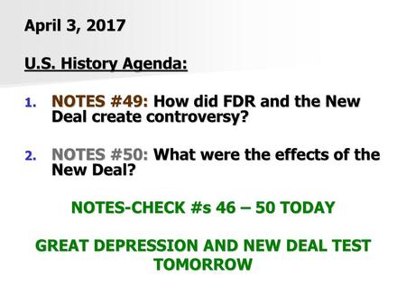 GREAT DEPRESSION AND NEW DEAL TEST