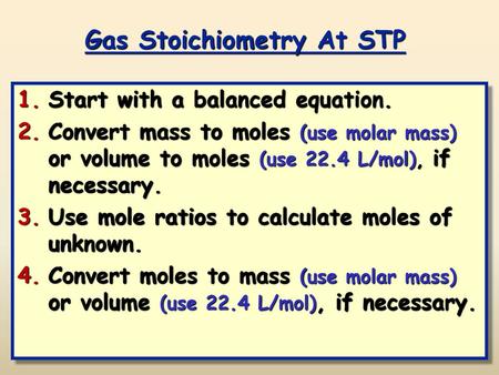 Gas Stoichiometry At STP