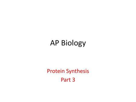 Protein Synthesis Part 3