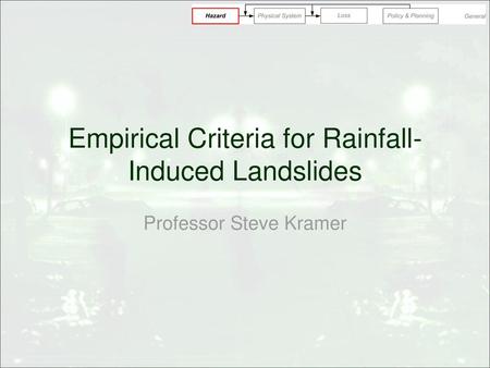 Empirical Criteria for Rainfall-Induced Landslides