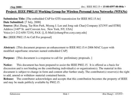 <month year> doc.: IEEE < e > <Sep 2008>