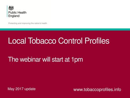 Local Tobacco Control Profiles The webinar will start at 1pm