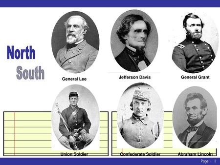 North South General Grant Jefferson Davis General Lee