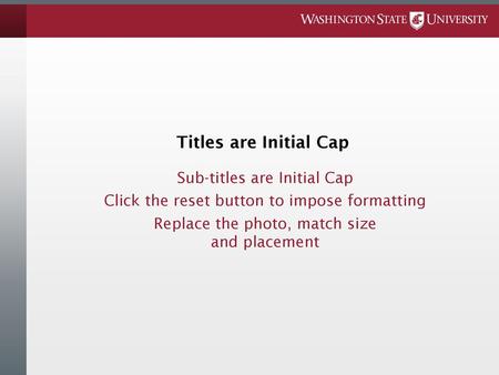 Titles are Initial Cap Sub-titles are Initial Cap