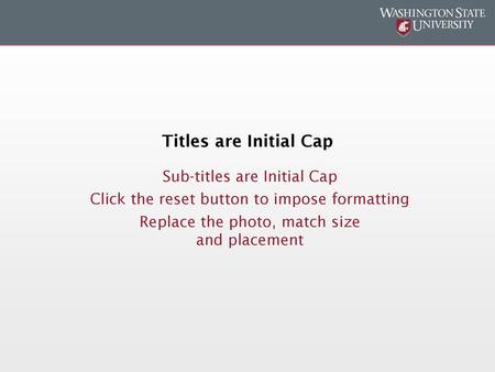 Titles are Initial Cap Sub-titles are Initial Cap