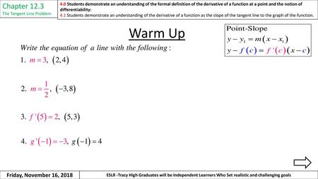 Warm Up Chapter 12.3 Friday, November 16, 2018