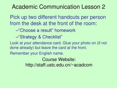 Academic Communication Lesson 2