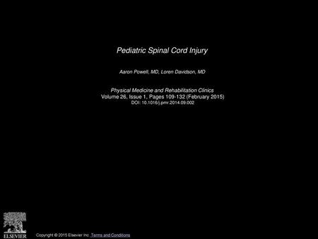 Pediatric Spinal Cord Injury