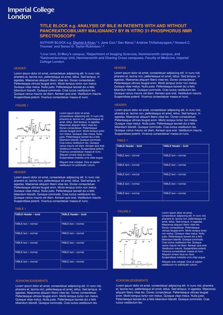 TITLE BLOCK e.g. ANALYSIS OF BILE IN PATIENTS WITH AND WITHOUT PANCREATICOBILIARY MALIGNANCY BY IN VITRO 31-PHOSPHORUS NMR SPECTROSCOPY AUTHOR BLOCK e.g.