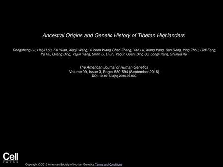 Ancestral Origins and Genetic History of Tibetan Highlanders