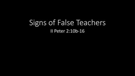 Signs of False Teachers