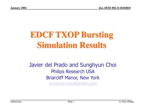 EDCF TXOP Bursting Simulation Results