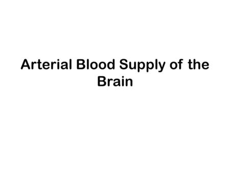 Arterial Blood Supply of the Brain