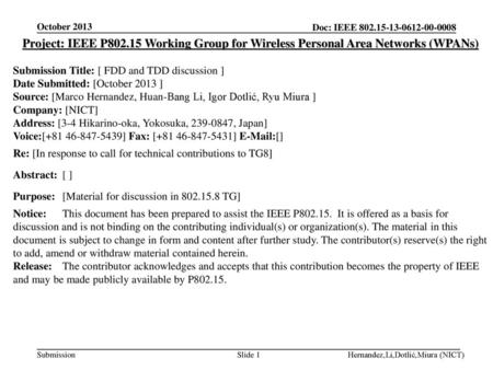 <month year> <doc.: IEEE doc> October 2013