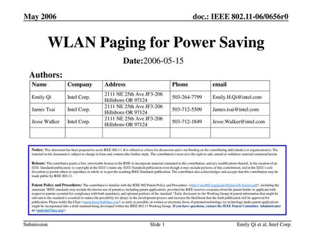 WLAN Paging for Power Saving