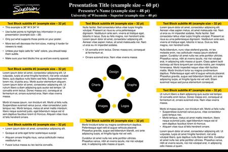 Presentation Title (example size – 60 pt) Presenter’s Name (example size – 48 pt) University of Wisconsin – Superior (example size – 40 pt) Text Block.