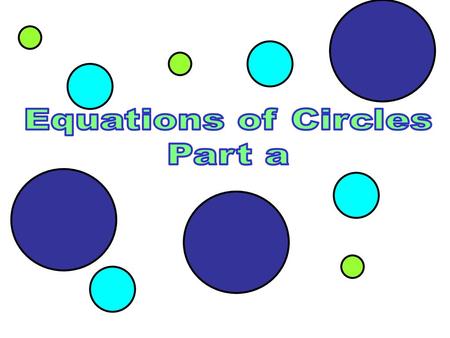 Equations of Circles Part a.