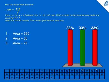 Find the area under the curve {image} from x = 1 to x = t