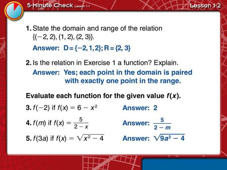 5-Minute Check Lesson 1-2A