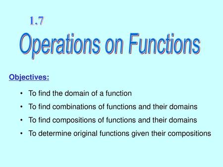 Operations on Functions