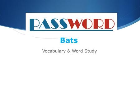 Bats Vocabulary & Word Study