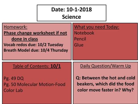 Daily Question/Warm Up