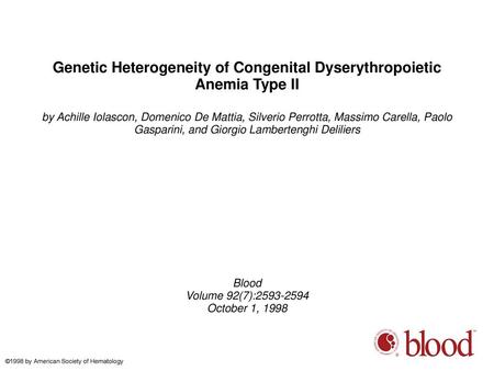 Genetic Heterogeneity of Congenital Dyserythropoietic Anemia Type II