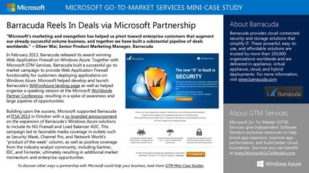 MICROSOFT Go-To-Market SERVICES MINI-Case Study